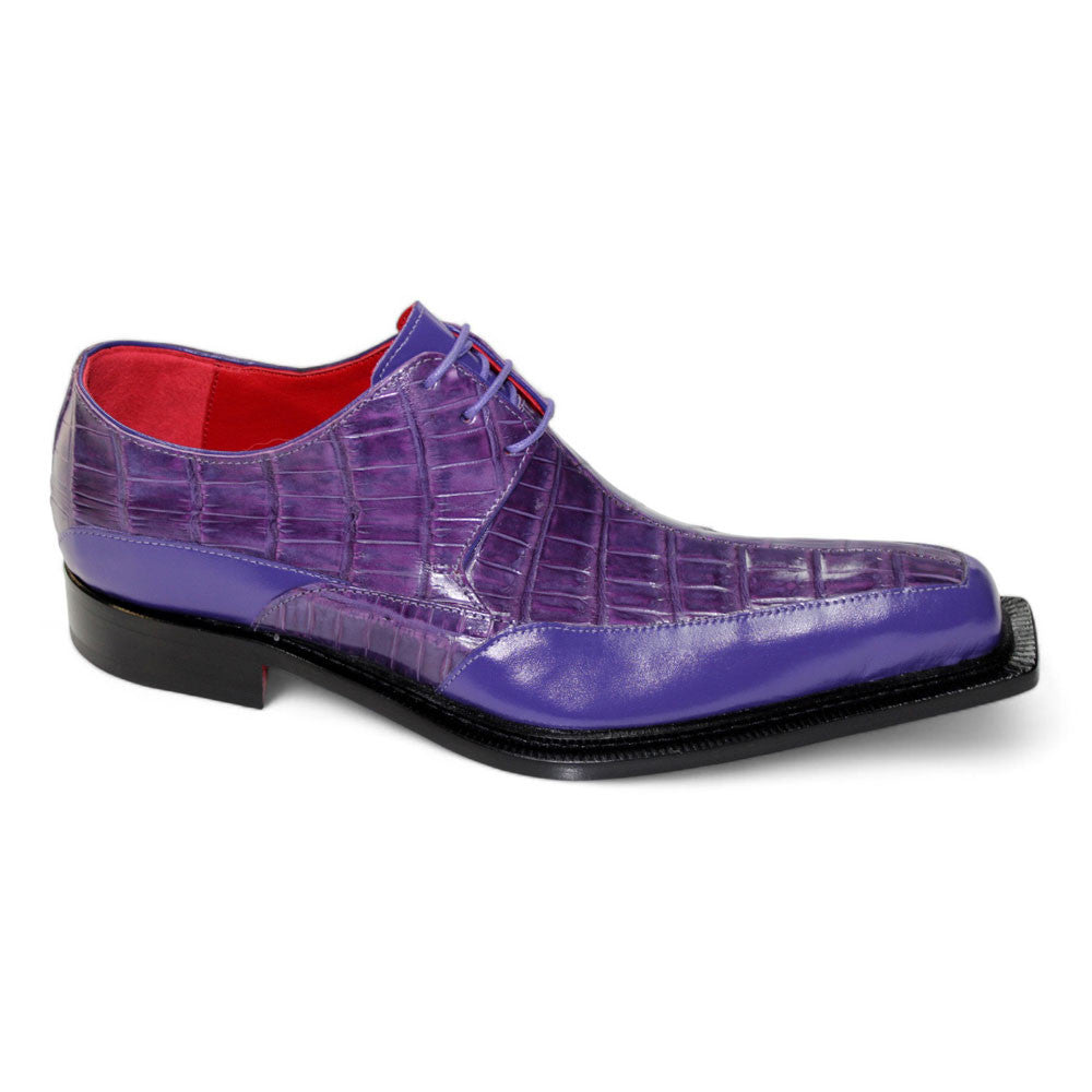 Fennix Frank Men's Purple Calf Leather/Alligator Exotic Oxfords Shoes