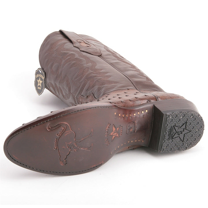 Los Altos Brown Western Boots Genuine Ostrich Skin