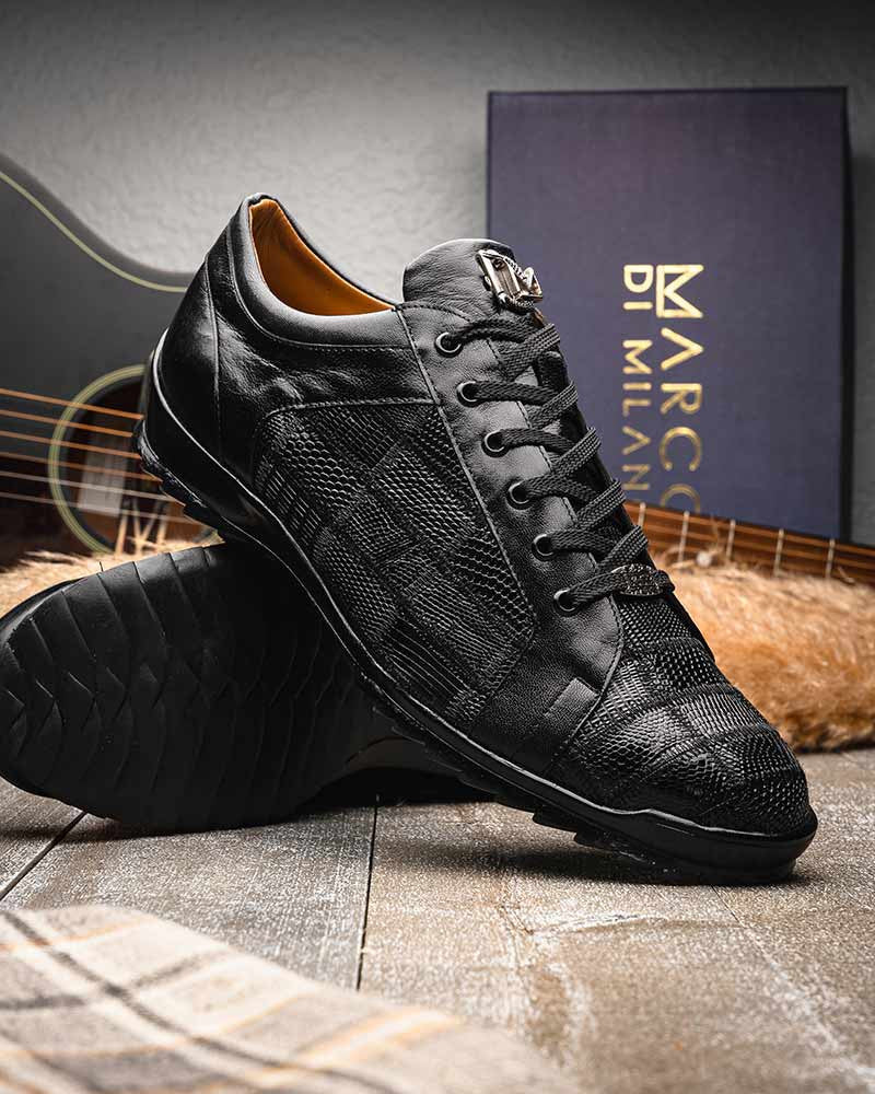Marco Di Milano Bari Black Lizard Sneakers
