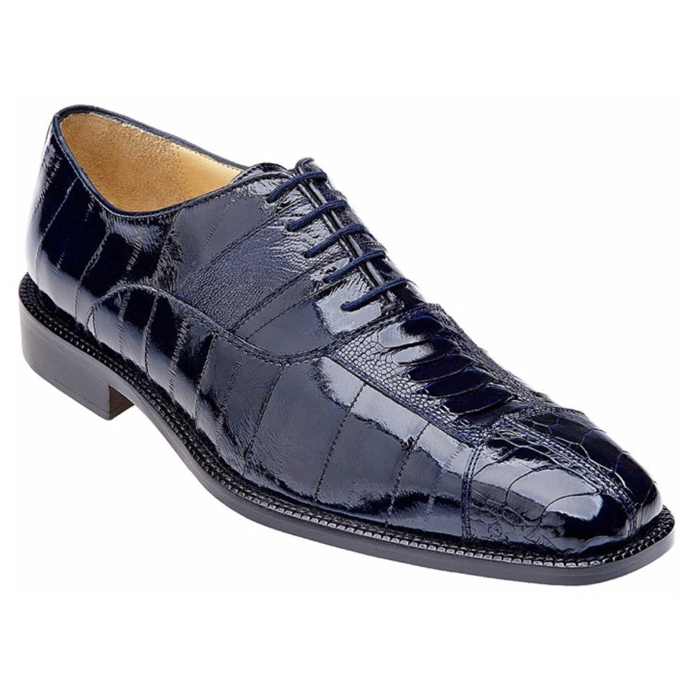 Belvedere Mare Navy Men's Genuine Ostrich & Eel Split-Toe Oxfords