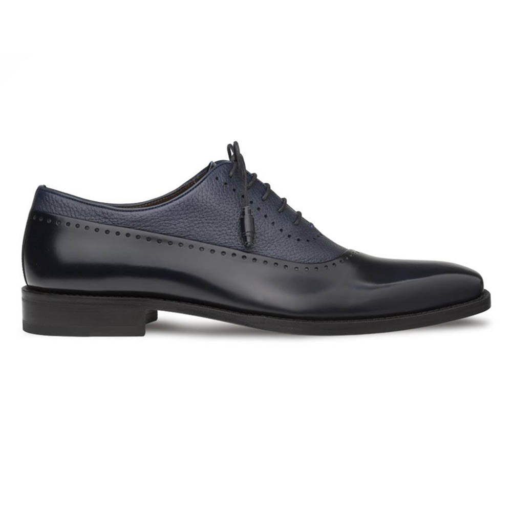 Mezlan Postdam Blue European Cordovan Calfskin & Soft Deerskin Men's Oxford