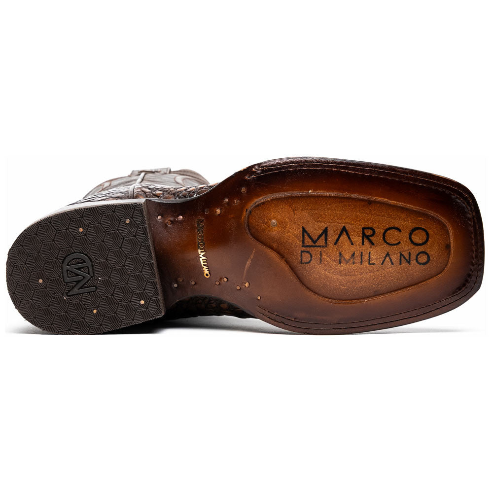 Tucson Genuine Caiman Belly Skin Aged Brown Cowboy Boot | Marco Di Milano Western Boots