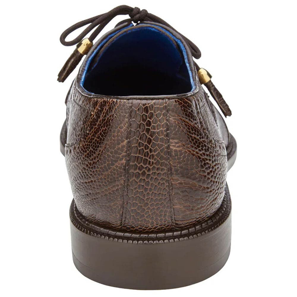 Belvedere Batta Chocolate Men's Genuine Ostrich Cap Toe Lace Up Shoes
