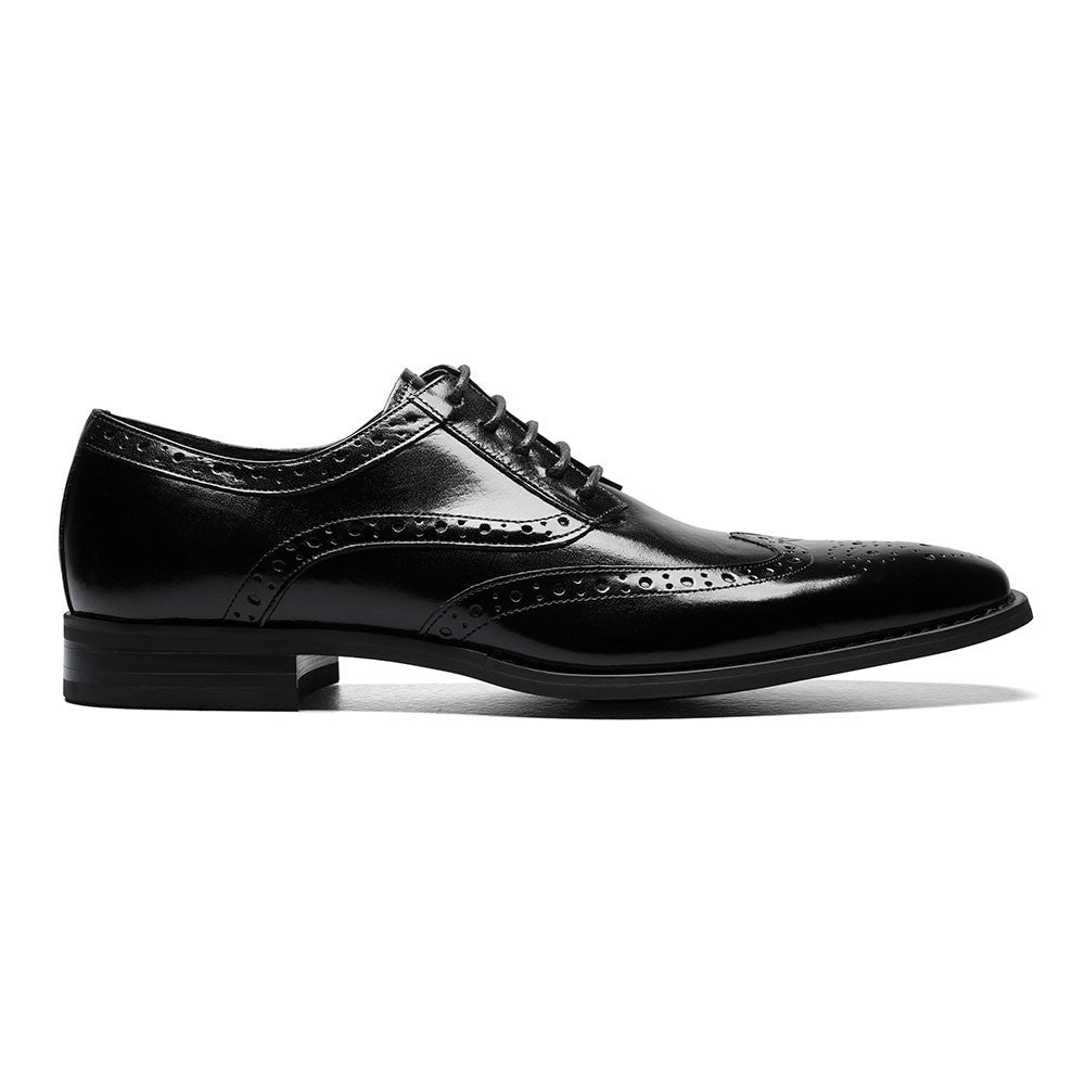 Tinsley Black Buffalo Leather Wingtip Oxfords by Stacy Adams