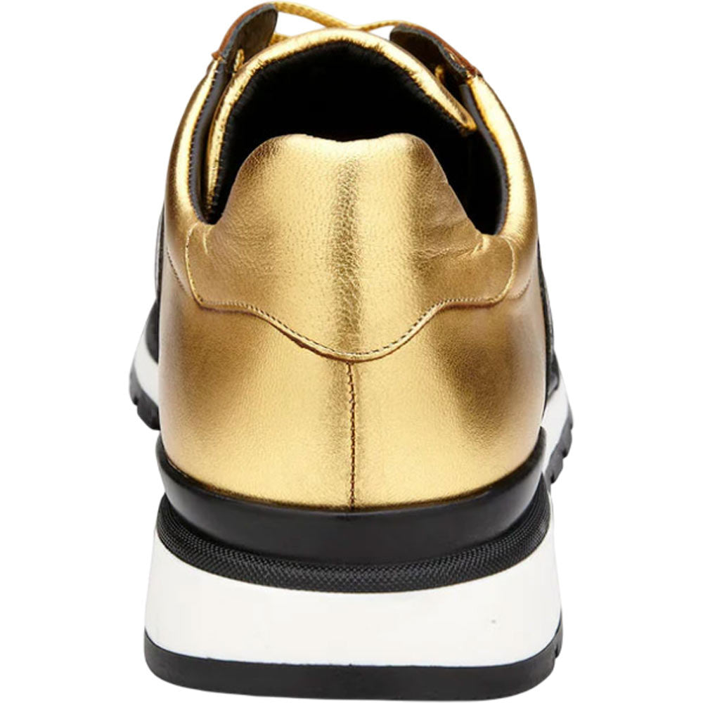 Belvedere Blake Black & Gold Fusion Exotic Ostrich/Calf-Skin Leather Sneakers