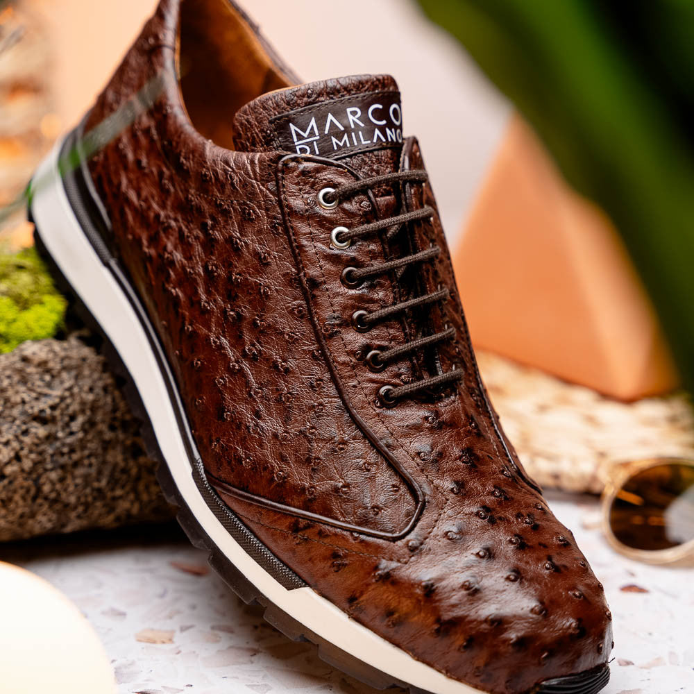 Marco Di Milano SCANNO Ostrich Brown Classic Fashion Sneakers