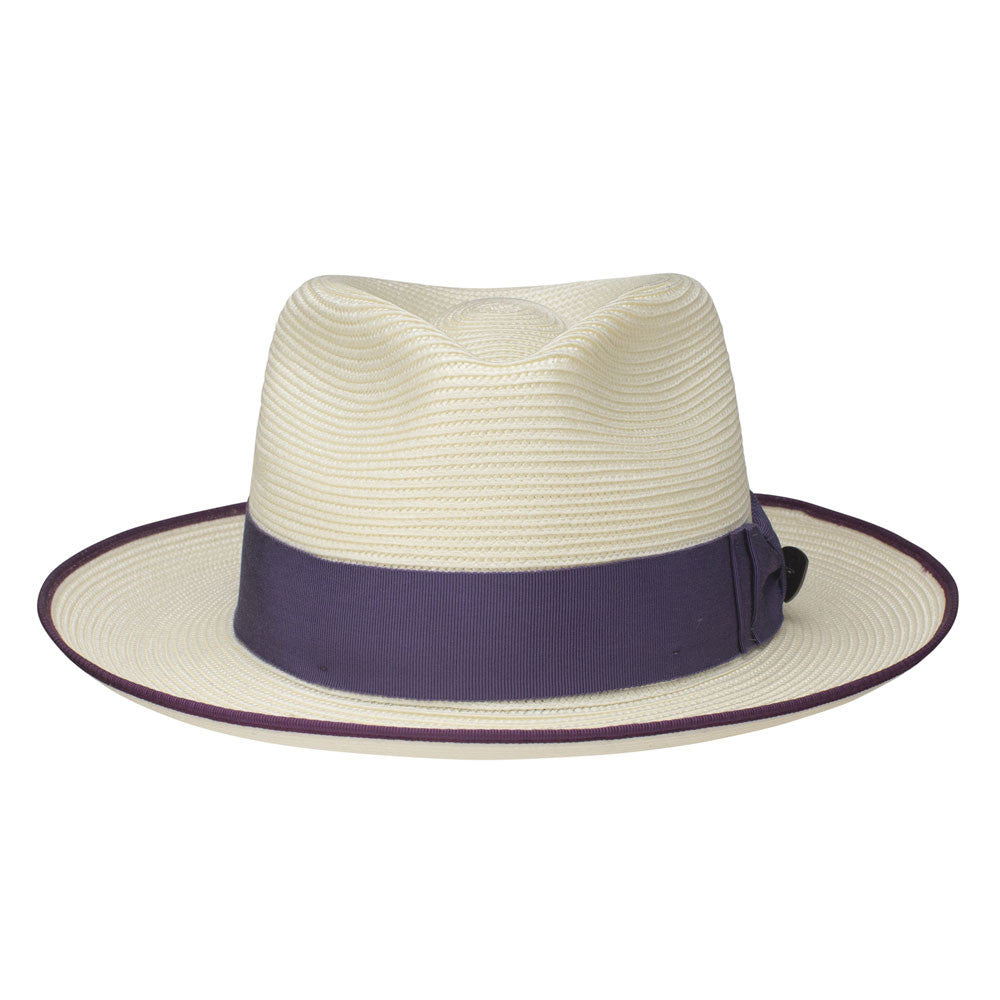 Dobbs Bradshaw Milan Straw Hat in Ivory/Purple