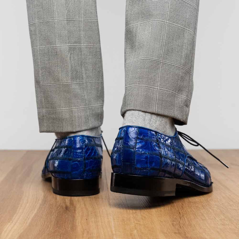 Asti Genuine Caiman Crocodile Skin Patchwork Derby | MARCO DI MILANO