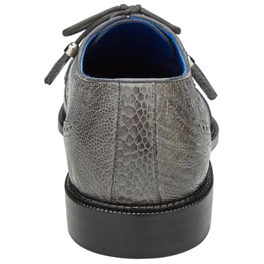 Belvedere Batta Gray Men's Genuine Ostrich Cap Toe Lace Up Shoes