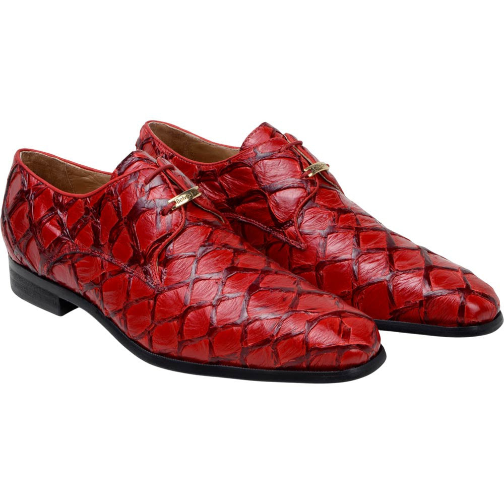 Belvedere Renzo Red Men’s Genuine Pirarucu Dress Shoes