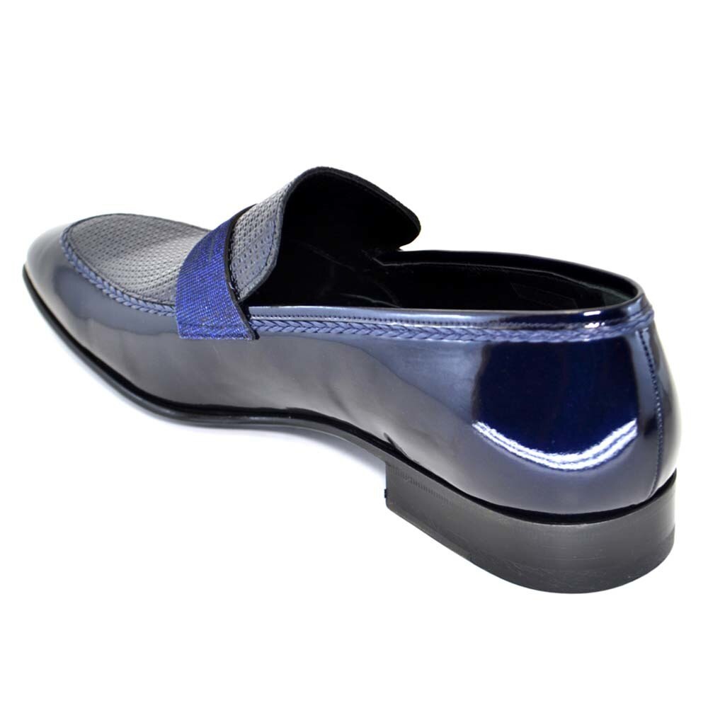 Corrente Navy Patent Leather Men’s Loafers