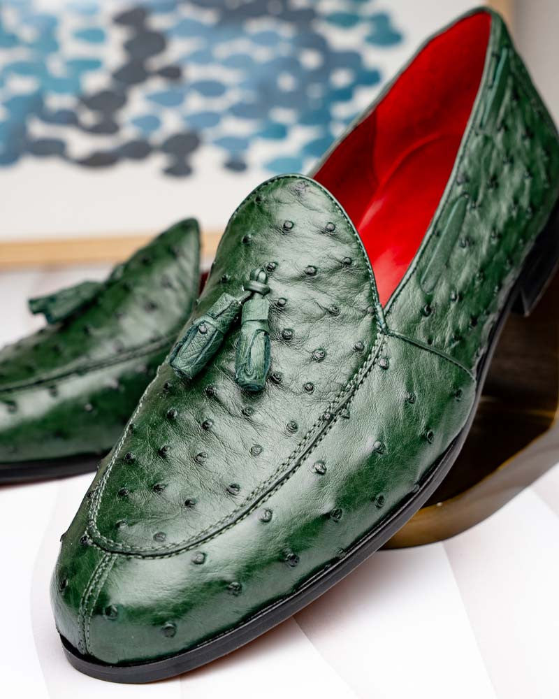 Marco Di Milano Aubiere Forest Green Ostrich Loafers