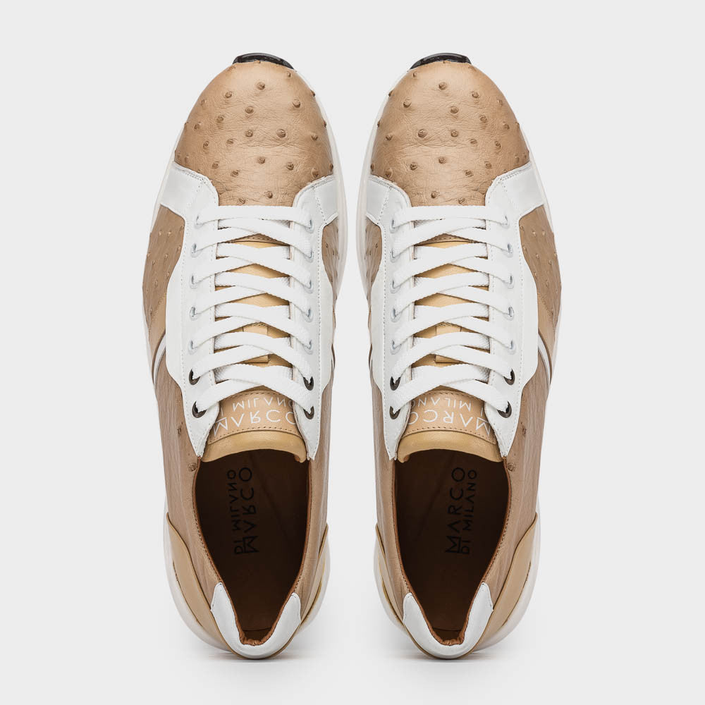 Marco Di Milano LYON II Ostrich and Calfskin Orix/White Sneakers