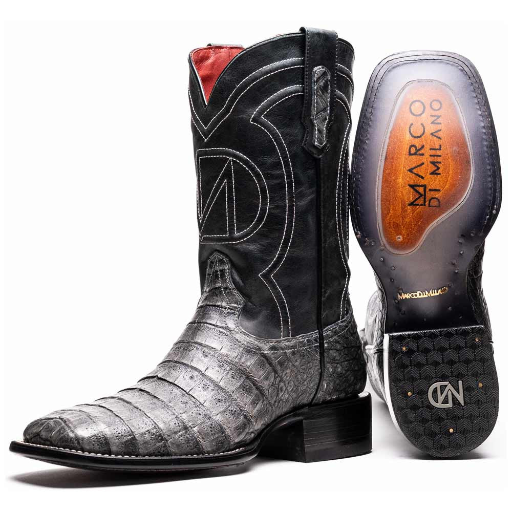 Tucson Genuine Caiman Belly Skin Stone Gray Cowboy Boot | Marco Di Milano Western Boots