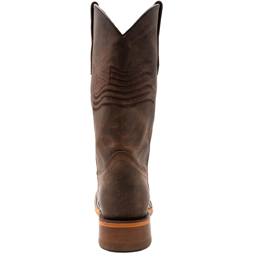 Ferrini Men's Patriot Chocolate Square Toe Leather Cowboy Boots