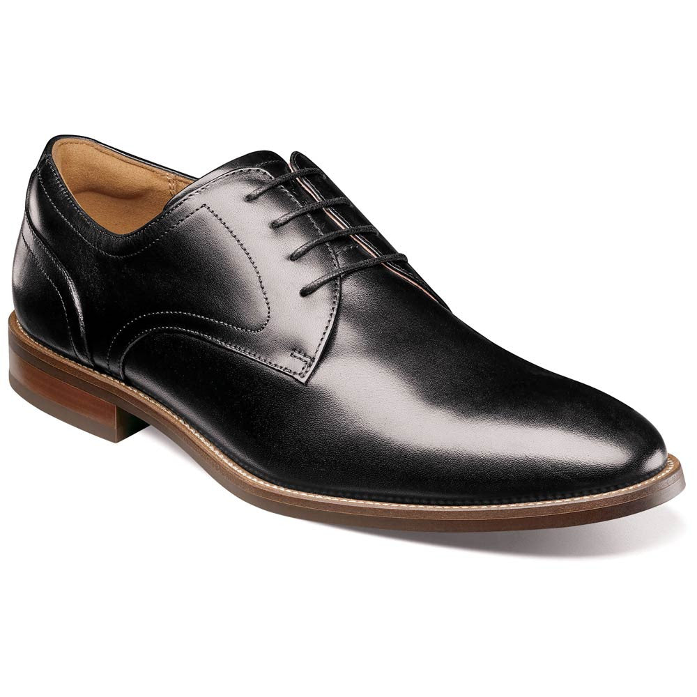 Florsheim Rucci Black Smooth Leather PlainToe Derby Dress Shoes (USA Men Size)