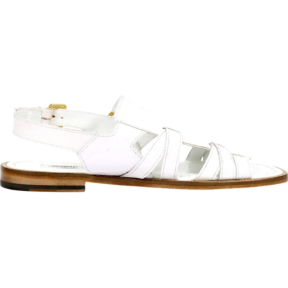 Mauri Antigua Men's White Exotic Ostrich Leg Sandal