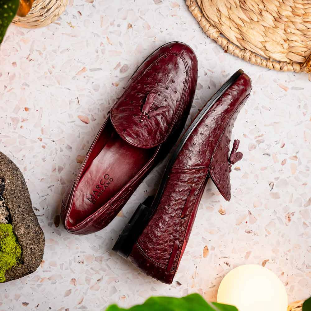 Marco Di Milano Aubiere Wine Ostrich Loafers