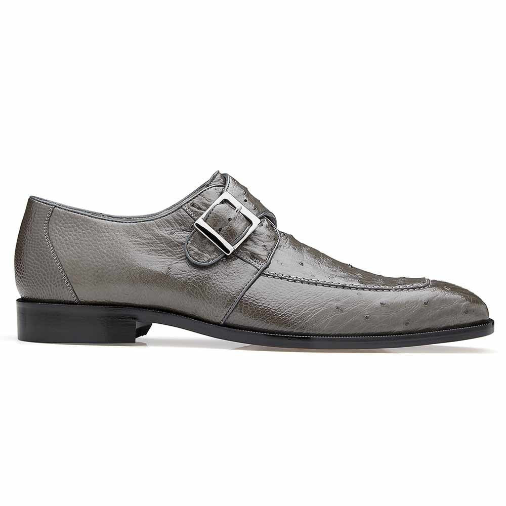 Belvedere Josh Men's Split Toe Monkstraps Gray Genuine Ostrich Loafer