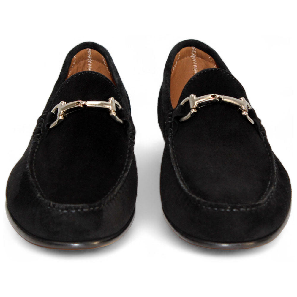 Termoli Black Suede Leather Slip On | Duca Dress Loafers for Men