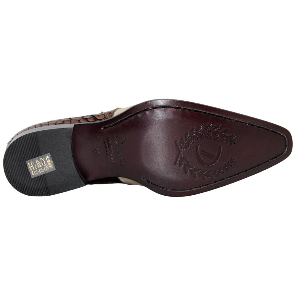 Valentano Chocolate/Beige Calfskin Coroco Print Oxfords | Duca Dress Shoes for Men