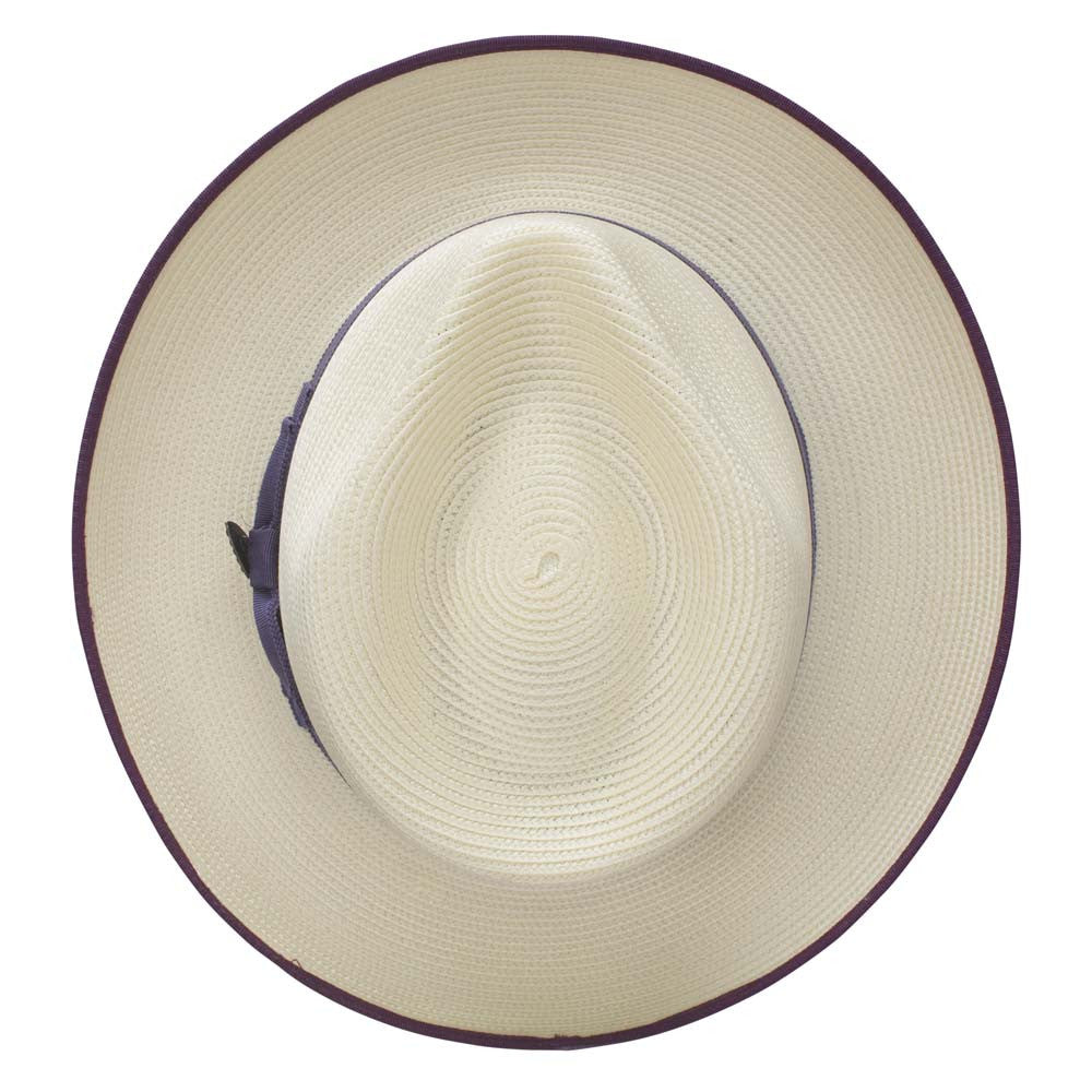 Dobbs Bradshaw Milan Straw Hat in Ivory/Purple
