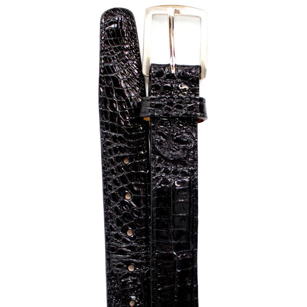 Belvedere Men's Black Crocodile Belt