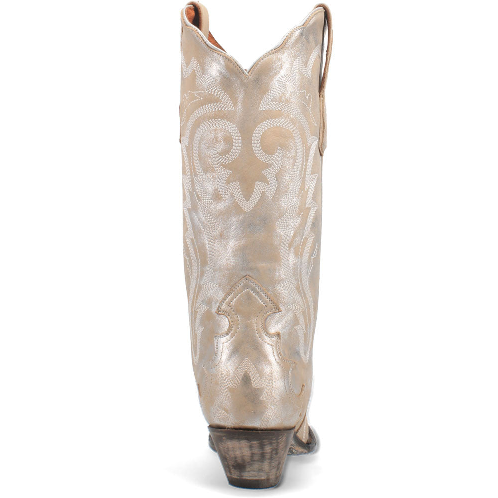 Dan Post Women Frost Bite Silver Glacial Finish 12” Snip Toe Cowboy Boot