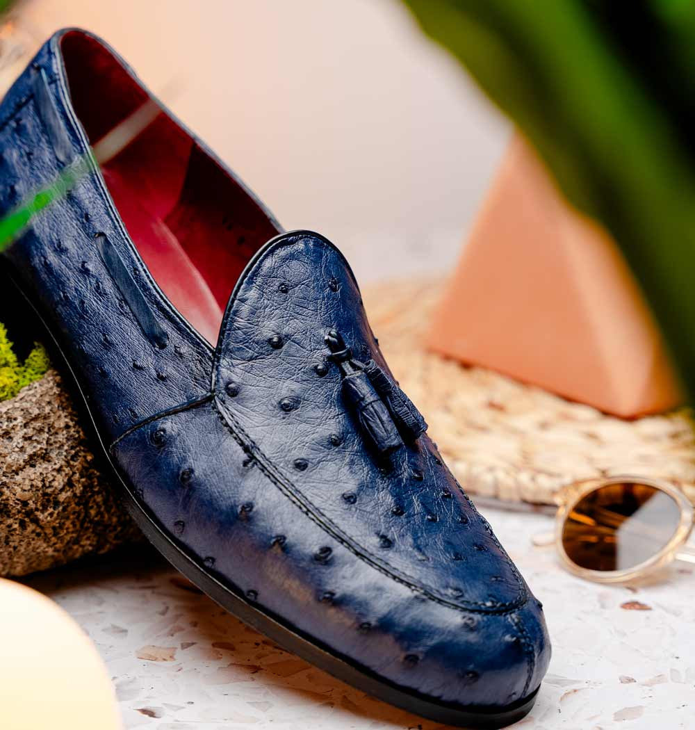 Marco Di Milano Aubiere Navy Ostrich Loafers