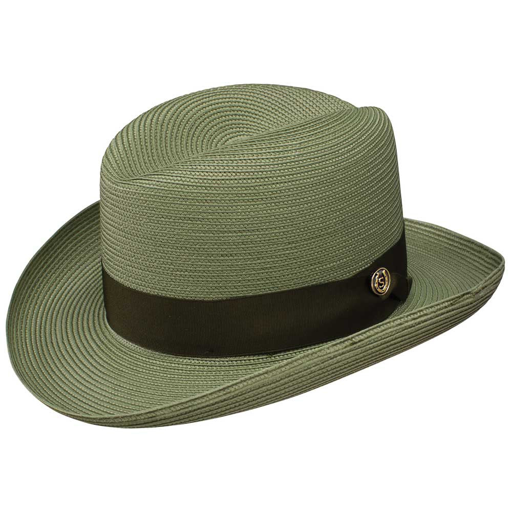 Stetson El Dorado Olive Florentine Milan Straw Homburg Hat