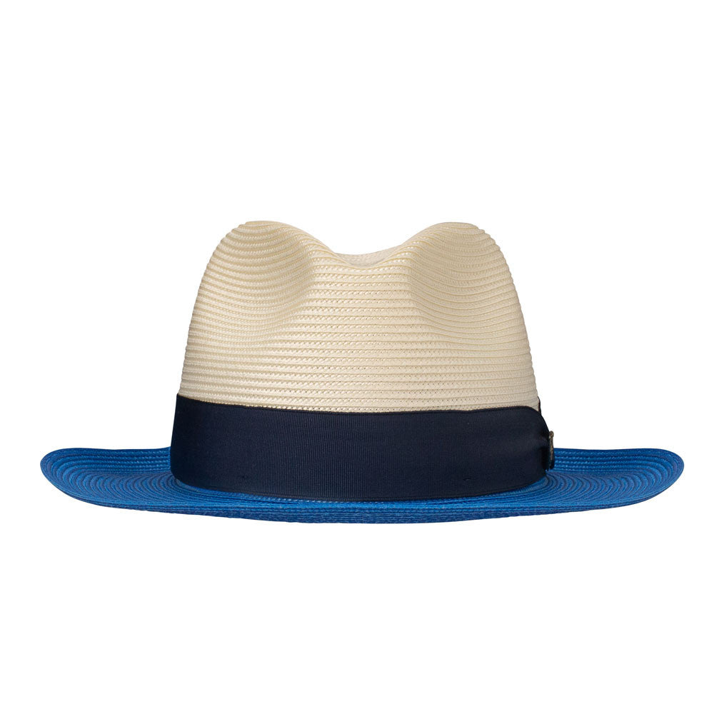 Dobbs Toledo Milan Straw Hat in Ivory/Royal
