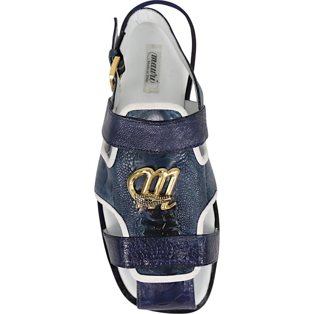 Mauri Jamaica Men's Wonder Blue Multi Exotic Ostrich Leg Sandal