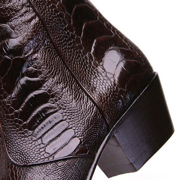 Los Altos Brown Genuine Ostrich Paw Dress Boot - shoeclassix.com