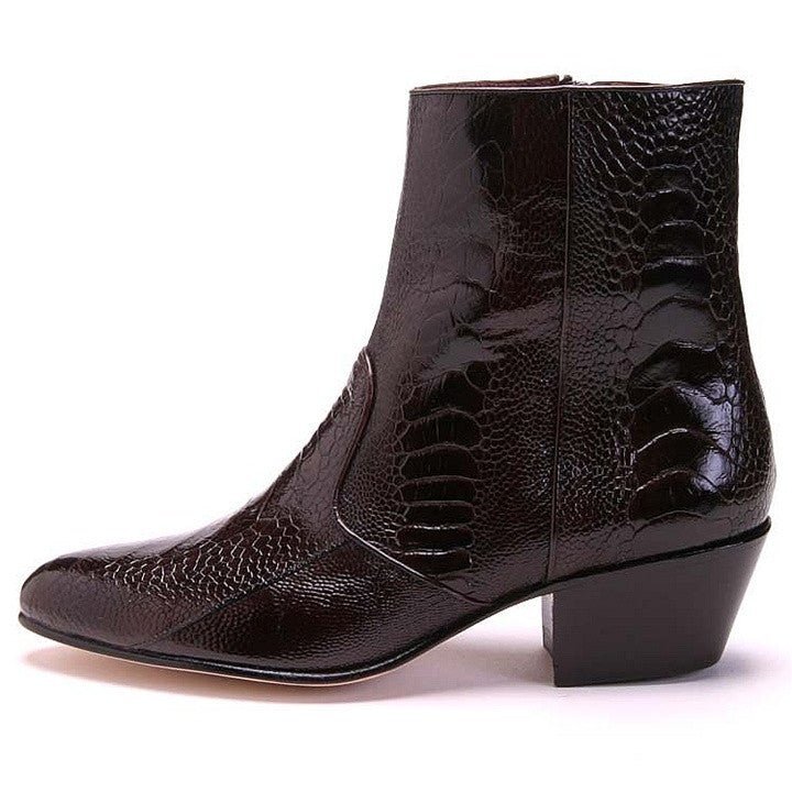 Los Altos Brown Genuine Ostrich Paw Dress Boot - shoeclassix.com