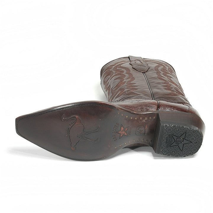 Los Altos Brown Snip Toe Genuine Ostrich - shoeclassix.com