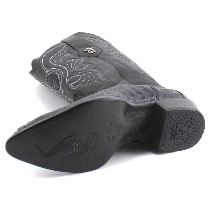 Los Altos Men's Black Genuine Caiman Hornback Boots - shoeclassix.com