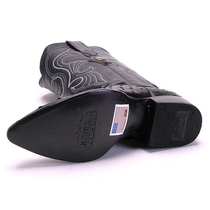 Los Altos Men's Black Genuine Full Quill Ostrich Boots - shoeclassix.com
