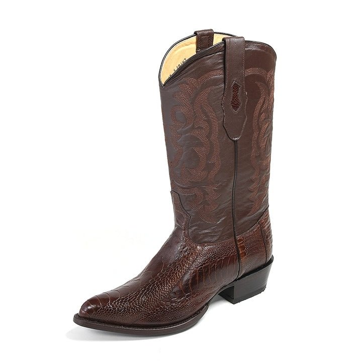 Los Altos Men’s Brown Ostrich Leg Boots - shoeclassix.com