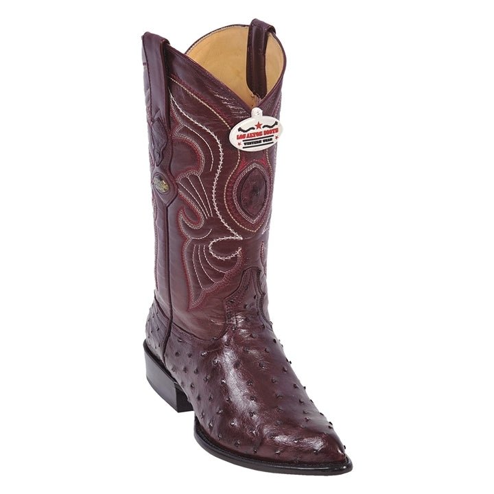 Los Altos Men's Burgundy Genuine Full Quill Ostrich Boots - shoeclassix.com