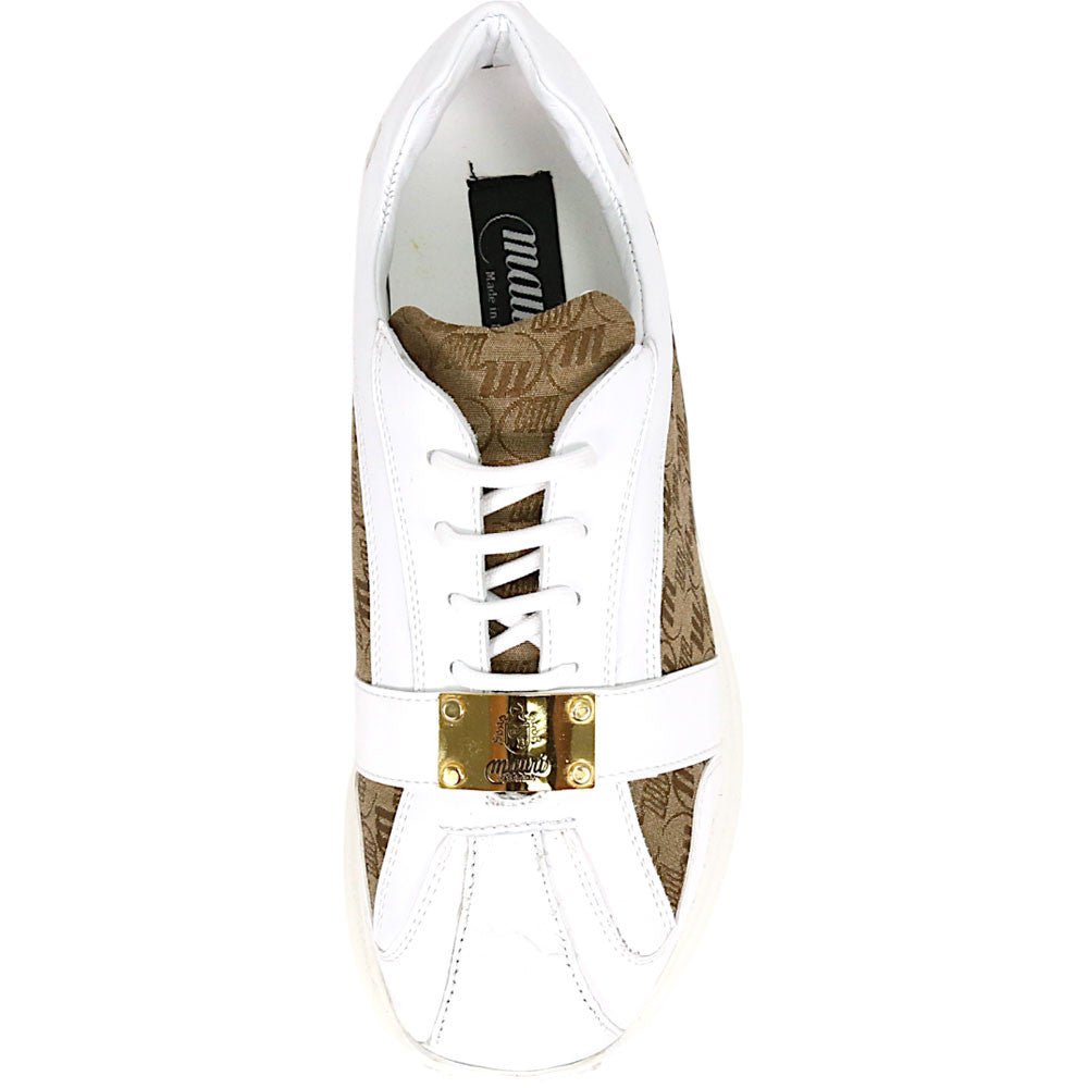 Mauri Kingsman Men's White / Beige Exotic Crocodile / Fabric / Nappa / Patent Leather Casual Sneaker - shoeclassix.com