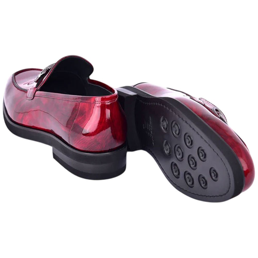 Men’s Glossy Finish Marble Red Low Cut Buckle Round Toe Loafer By Corrente - shoeclassix.com