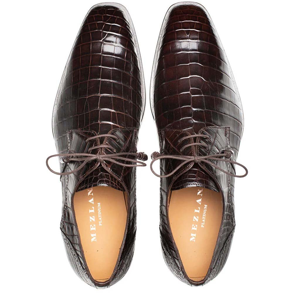 Mezlan Men's Genuine Alligator Brown Derby Lace - Up Shoes - shoeclassix.com