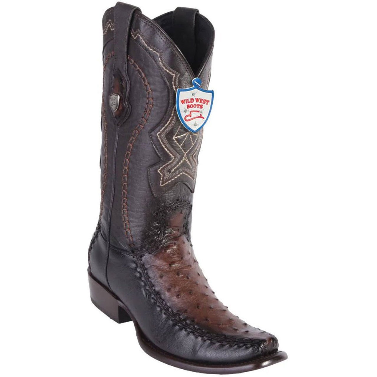 Wild West Brown Textured Genuine Ostrich & Leather Boots - shoeclassix.com