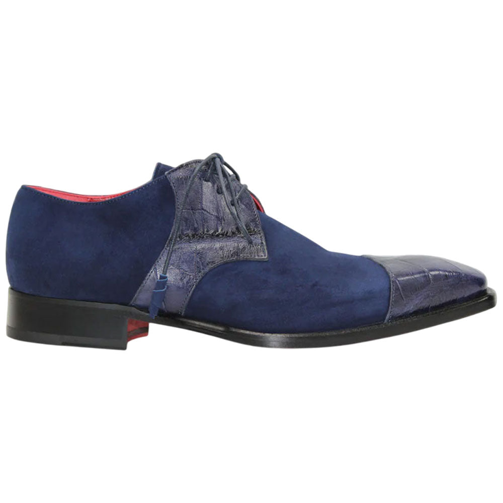 Fennix Landon Men's Navy Alligator & Suede Oxfords Shoes