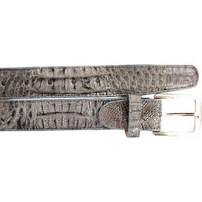 Belvedere Men's Gray Caiman Crocodile Belt