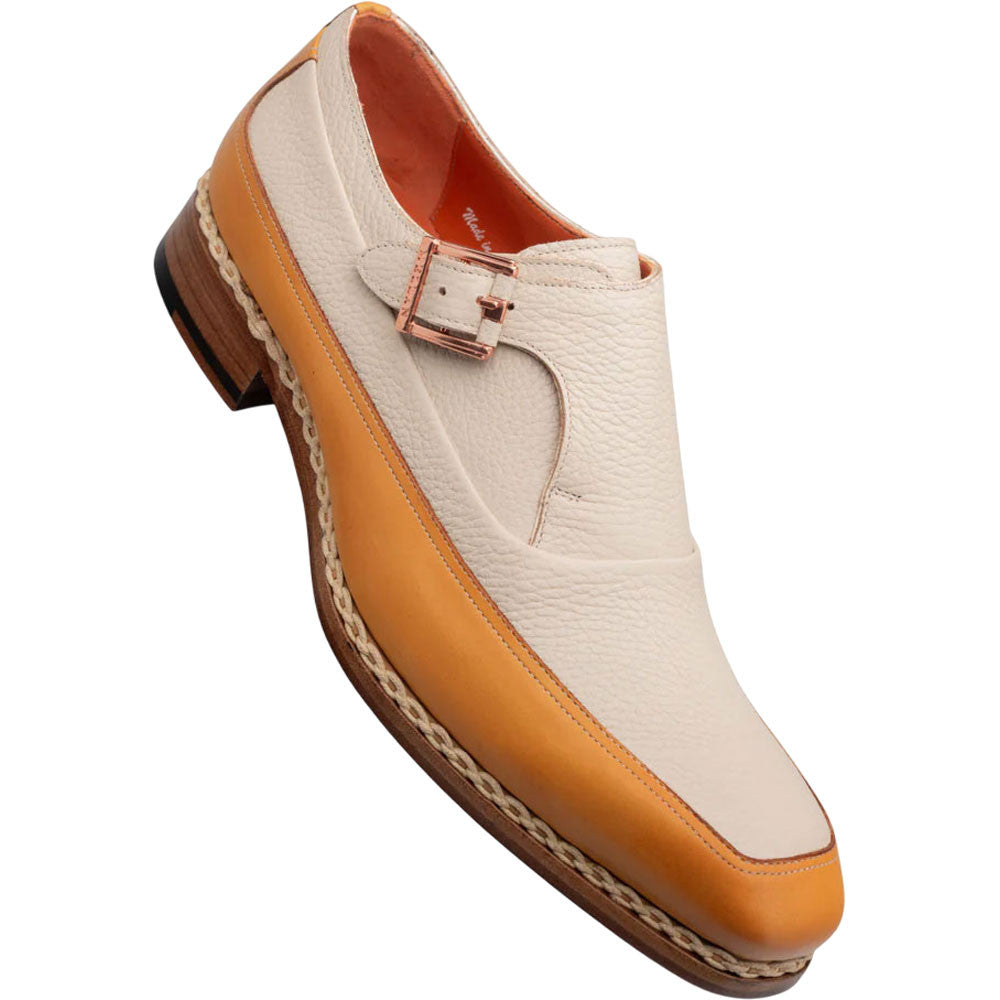 Mezlan Men's Cadena Spectator Monk Strap in Camel/Bone