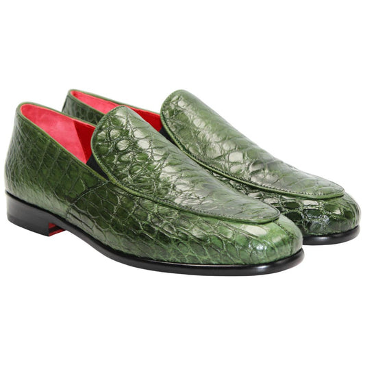 Fennix of Italy Genuine Alligator Skin EASTON Green Trendy Loafers (US Men Size)
