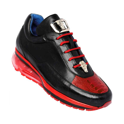 Belvedere Flash Black/Red Ostrich Leg & Calf Sneakers