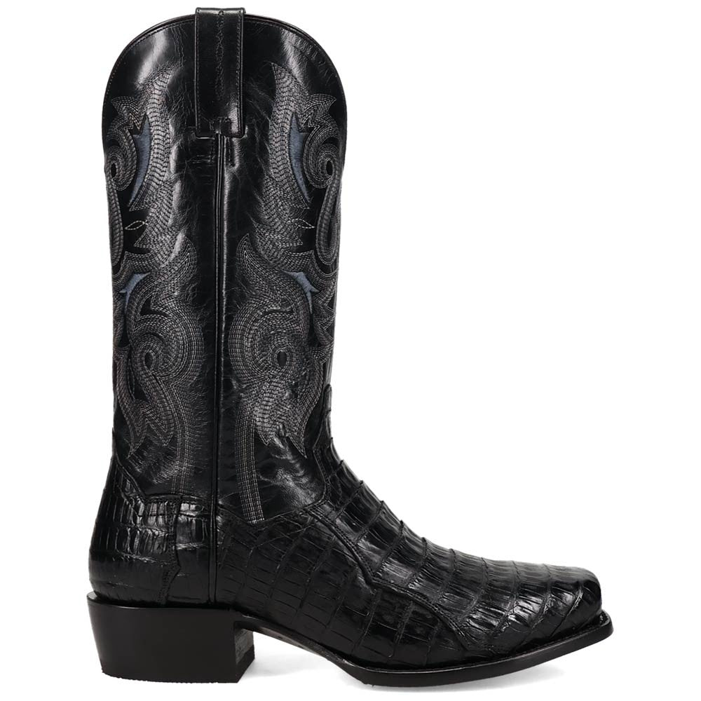 Dan Post Zandor Black Caiman Belly Square Toe Western Cowboy Boots