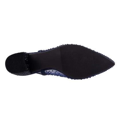 Lady Couture DEMI Navy Rhinestone Mesh Slingback Block with 2.5-Inch Heel